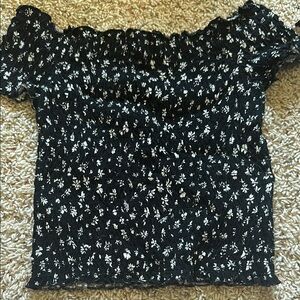 Floral Black Off-Shoulder Top